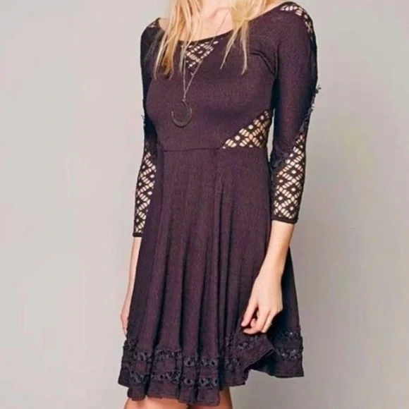 fringe denim dress Northern Sky Fringe Puff Sleeve Midi Dress Denim Blue